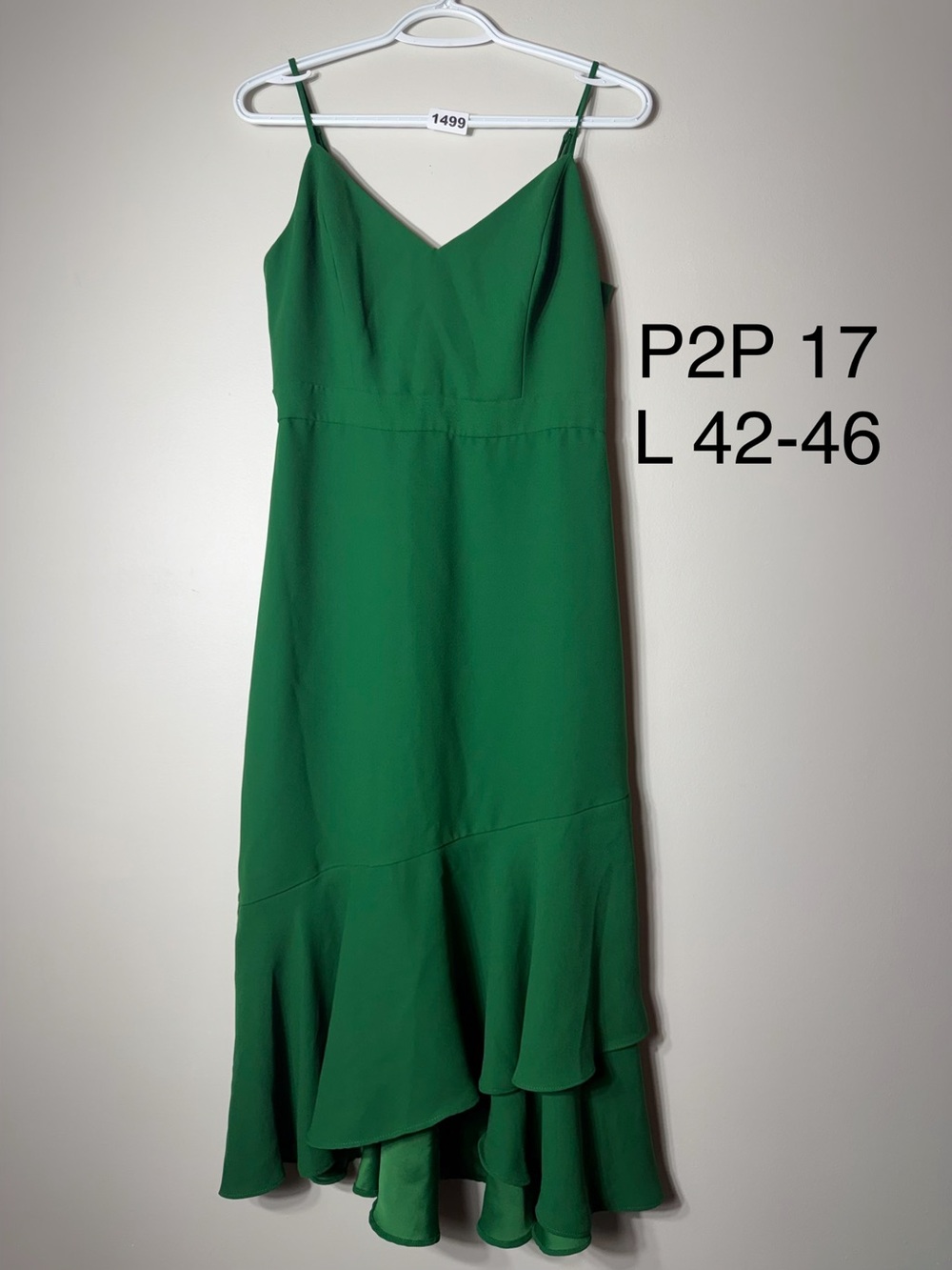 Banana Republic Emerald Green Ruffle Hem Midi Dress Size 4 – Elegant / Holiday
